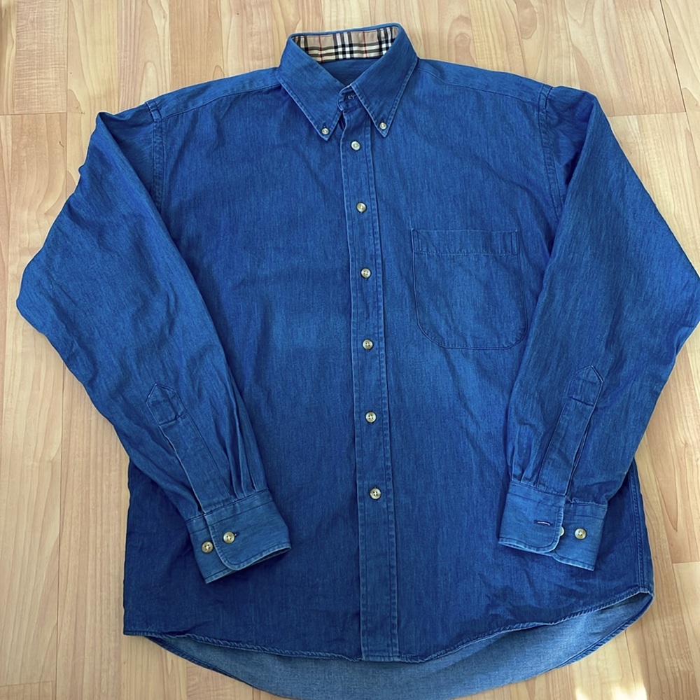 Burberry Men's Button-Down Chambray Denim Shirt